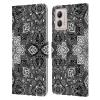 Head Case Designs Officially Licensed Micklyn Le Feuvre Lace in White on Black Mandala Leather Book Wallet Case Cover Compatible with Motorola Moto G53 5G view 1