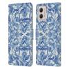 Head Case Designs Officially Licensed Micklyn Le Feuvre Denim Blues Floral Patterns Leather Book Wallet Case Cover Compatible with Motorola Moto G53 5G view 1