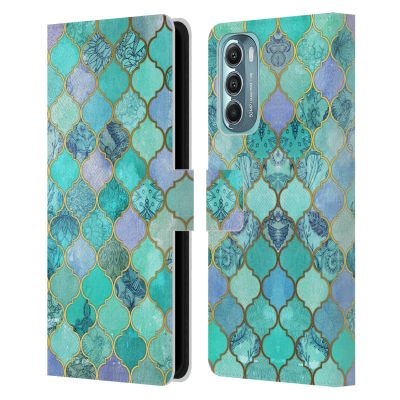 Head Case Designs Officially Licensed Micklyn Le Feuvre Mint Green Moroccan Leather Book Wallet Case Cover Compatible with Motorola Moto G Stylus 5G (2022)