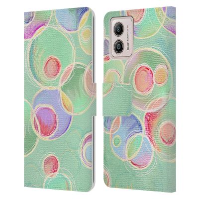 Head Case Designs Officially Licensed Micklyn Le Feuvre Iridescent Bubbles Patterns Leather Book Wallet Case Cover Compatible with Motorola Moto G53 5G