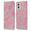 Head Case Designs Officially Licensed Micklyn Le Feuvre Pink and Teal Moroccan Leather Book Wallet Case Cover Compatible with Motorola Moto G53 5G view 1