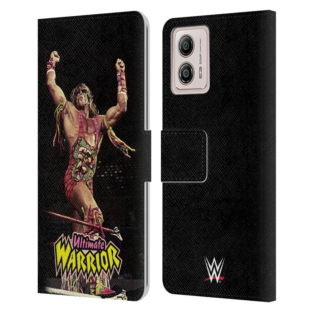 Head Case Designs Officially Licensed WWE Corner Ring Ultimate Warrior Leather Book Wallet Case Cover Compatible with Motorola Moto G53 5G