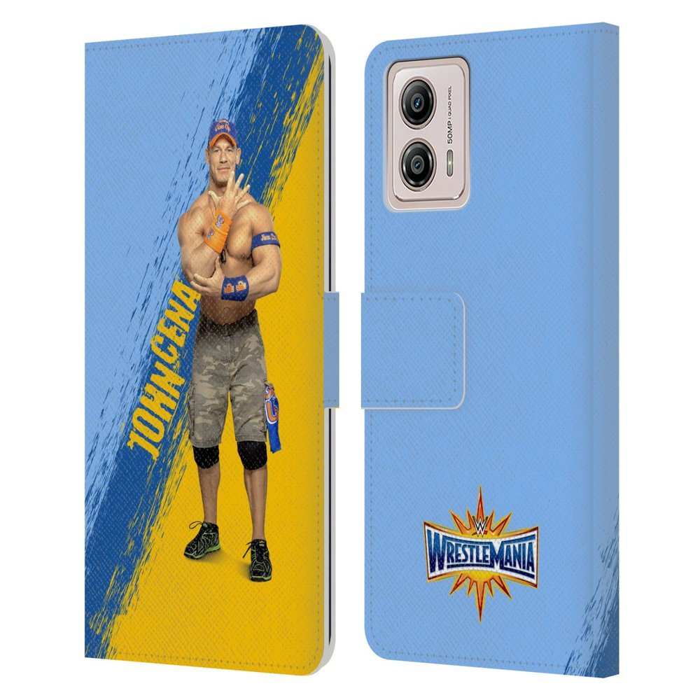 Head Case Designs Officially Licensed WWE John Cena Wrestlemania 33 Leather Book Wallet Case Cover Compatible with Motorola Moto G53 5G