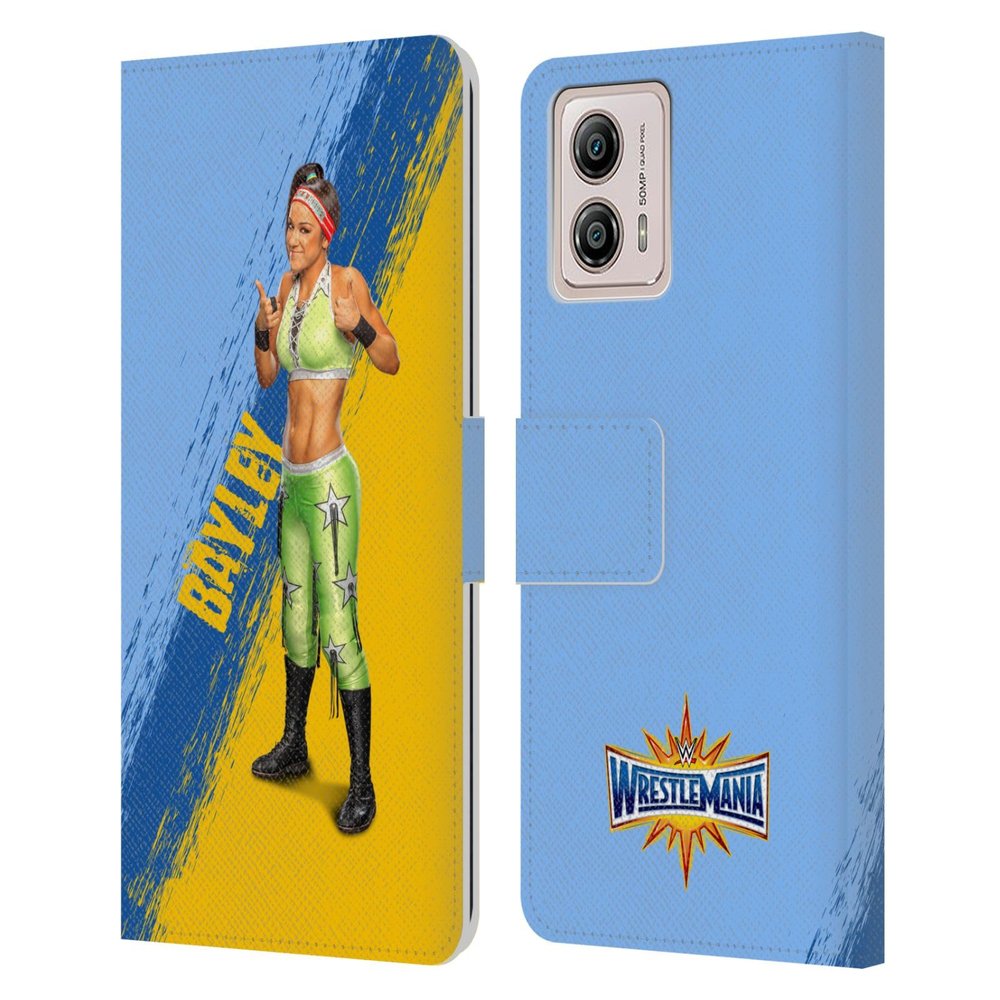 Head Case Designs Officially Licensed WWE Bayley Wrestlemania 33 Leather Book Wallet Case Cover Compatible with Motorola Moto G53 5G