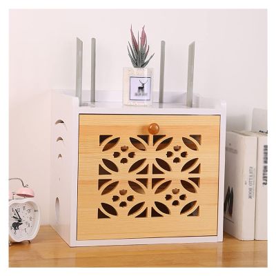 Cable Organizer Box Wooden Cable Tidy Box Router Storage Box Home Wire Management Storage Box Storage Wires Keeper Holder with Hydraulic Hinge and Handle Cable Management Box (Color : B)