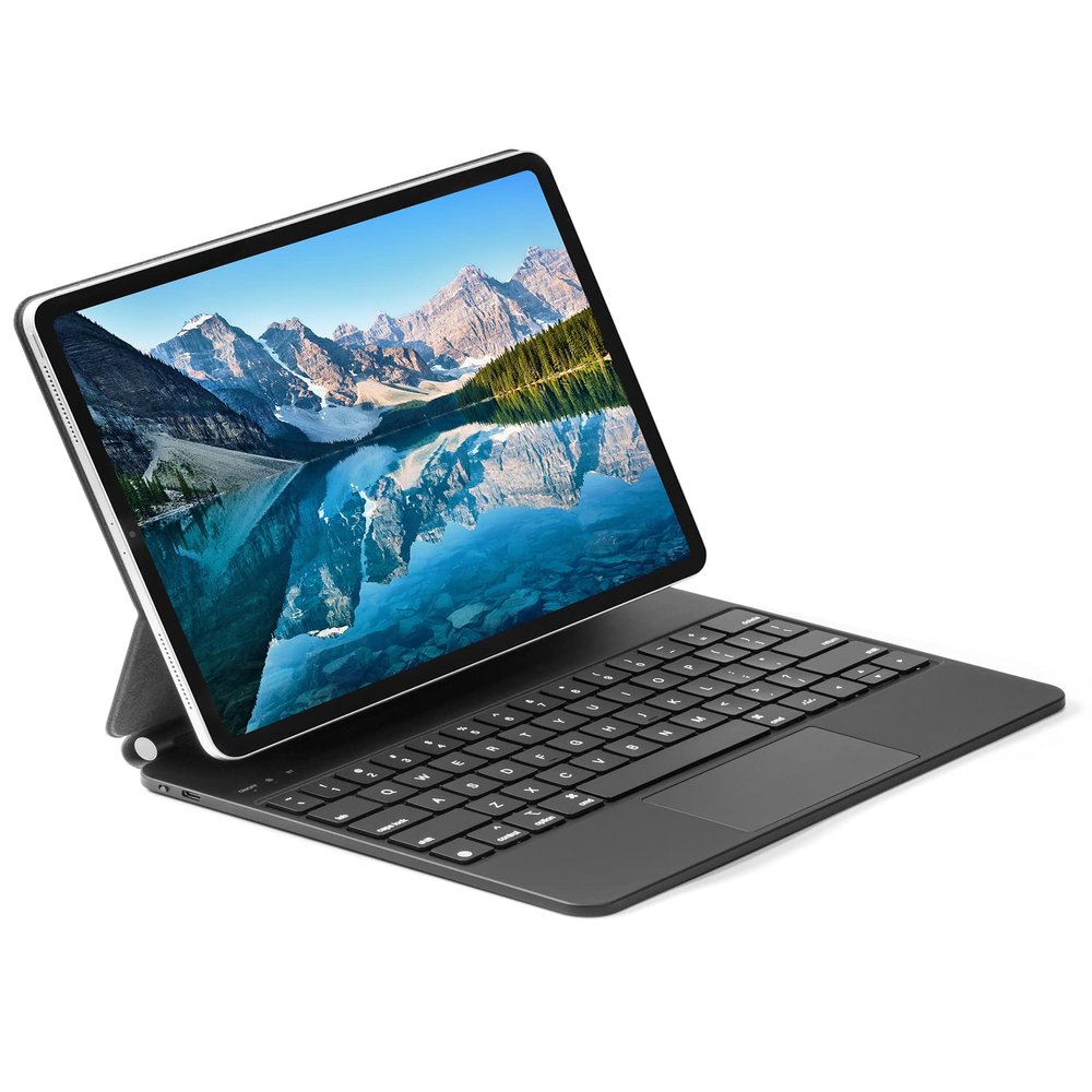 ESSAGER iPad Keyboard Case for iPad Pro 12.9 Inch 6/5/4/3 Gen, iPad Case with Keyboard with Kickstand, Multi-Touch Trackpad, Bluethooth Wireless Keyboard Case for iPad Pro 12.9" (Black)