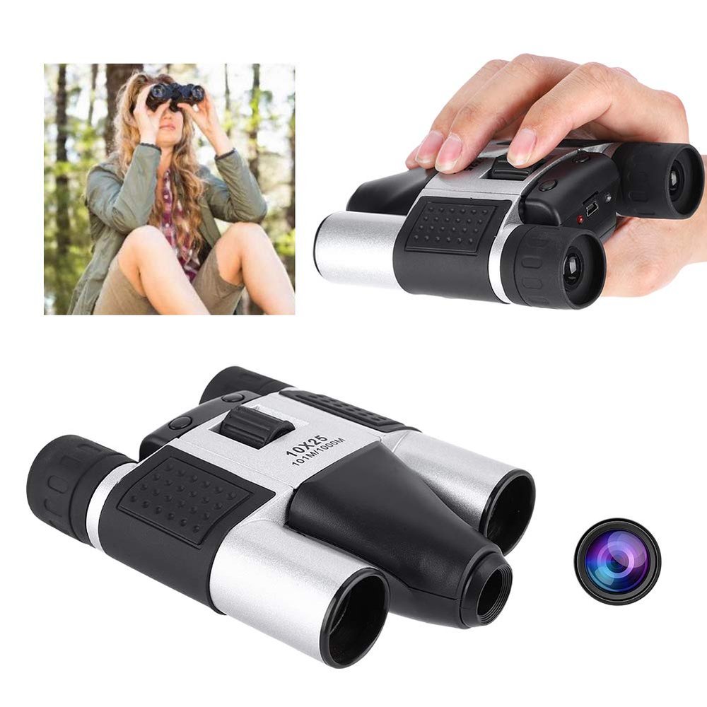 Binocular Telescope, 10X25 High Power 1.3MP CMOS HD Binoculars for Bird WatchingCampingHikingMatch, Digital Camera Telescope DVR Video Record