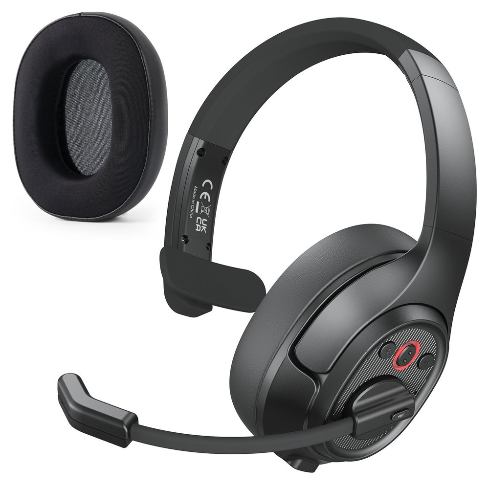EKSA Bluetooth Trucker Headset, Wireless Headset with Environmental Noise Cancelling Microphone & USB Dongle, 99ft Long Range, Volume Control, Single Ear Trucker Headphone, Works with PC/Mac/Phone