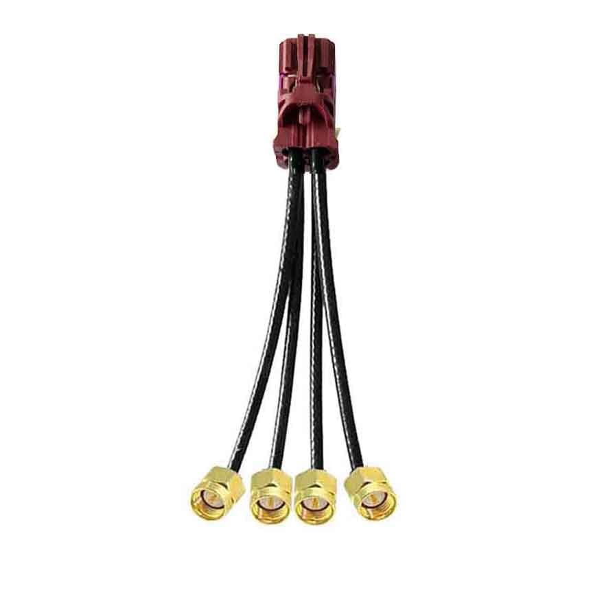 GXMRHWY 4 in 1 Mini FAKRA Straight D Code Female to SMA Straight Male Gold Plated Vehicle Cable Extension Compatible with TE Connectivity 50cm