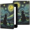 EDGFRTOIO for Kindle Paperwhite 11th Generation Case 6.8" Signature Edition E-Reader 2021, Premium PU Leather Folio Case Slim Shell Folding Stand Cover, Auto Sleep/Wake, Starry Night Cat view 2