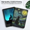 EDGFRTOIO for Kindle Paperwhite 11th Generation Case 6.8" Signature Edition E-Reader 2021, Premium PU Leather Folio Case Slim Shell Folding Stand Cover, Auto Sleep/Wake, Starry Night Cat view 3