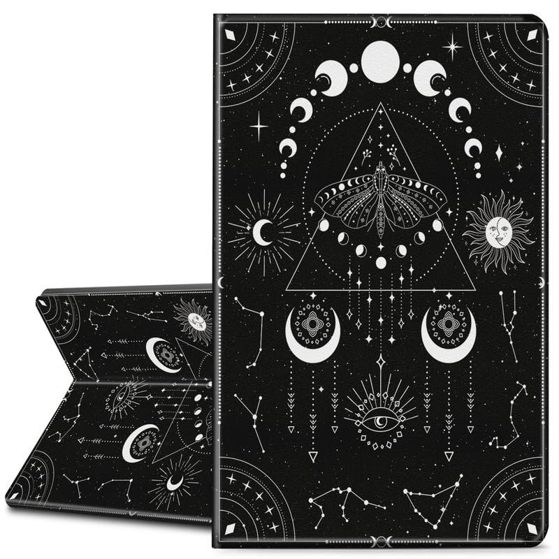 EDGFRTOIO for Kindle Paperwhite 11th Generation Case 6.8" Signature Edition E-Reader 2021, Premium PU Leather Folio Case Slim Shell Folding Stand Cover, Auto Sleep/Wake, Astrology Moth Moon Phase