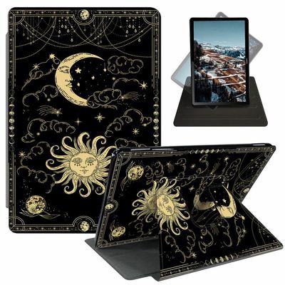 EDGFRTOIO for Kindle Paperwhite 11th Generation Case 6.8" Signature Edition E-Reader 2021, 360 Degree Smart Rotating Case Swivel Stand Auto Sleep/Wake Soft Leather Cover, Mystic Spiritual Sun and Moon