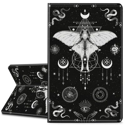 EDGFRTOIO for Kindle Paperwhite 11th Generation Case 6.8" Signature Edition E-Reader 2021, Premium PU Leather Folio Case Slim Shell Folding Stand Cover, Auto Sleep/Wake, Astrology Moth Moon Snake