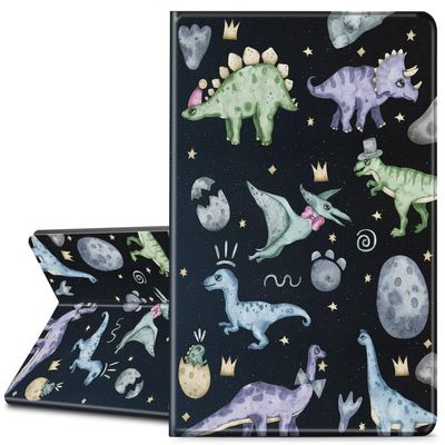 EDGFRTOIO for Kindle Paperwhite 11th Generation Case 6.8" Signature Edition E-Reader 2021, Premium PU Leather Folio Case Slim Shell Folding Stand Cover, Auto Sleep/Wake, Cute Space Dinosaur
