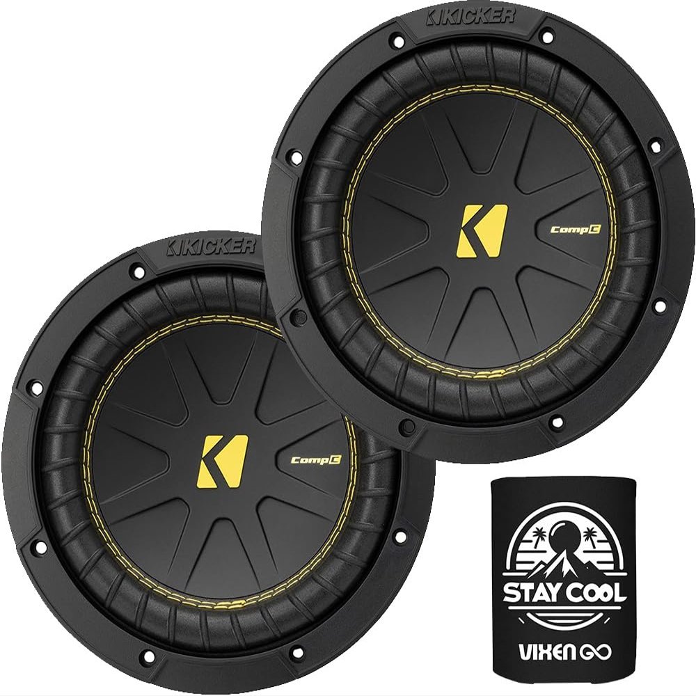 KICKER Subwoofer Package of 2 Items: 8" CompC Subwoofers DVC 4-ohm (Pair) - 2X 50CWCD84 Subs