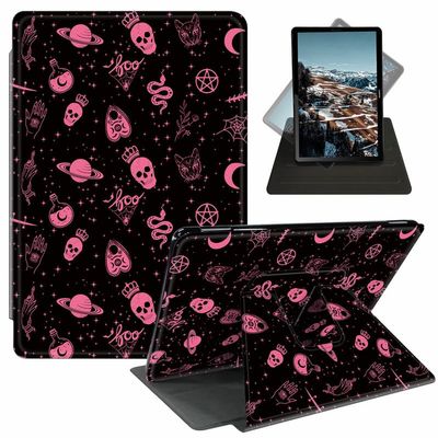 EDGFRTOIO for Kindle Paperwhite 11th Generation Case 6.8" Signature Edition E-Reader 2021, 360 Degree Smart Rotating Case Swivel Stand Auto Sleep/Wake Soft Leather Cover, Pastel Goth Skull Witch