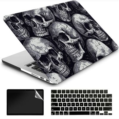 AMCJJ Compatible with MacBook 12 Inch Case 2017 2016 2015 Release A1534 with Retina, Plastic Hard Shell Case + Keyboard Cover + Screen Protector - Skulls