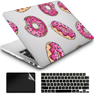 AMCJJ Compatible with MacBook 12 Inch Case 2017 2016 2015 Release A1534 with Retina, Plastic Hard Shell Case + Keyboard Cover + Screen Protector - Donut
