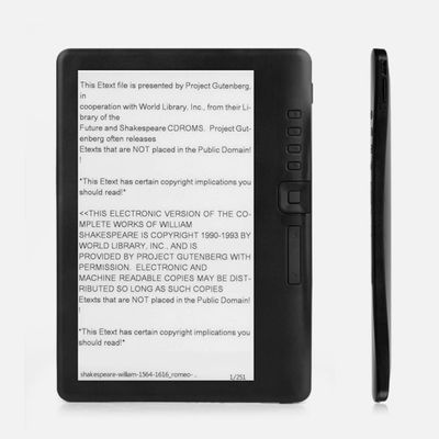 7 Inch Portable EBook Reader with 800 * 480 Resolution Color Screen Builtin Backlight with PU Cover Support TF Card (8G Memory)