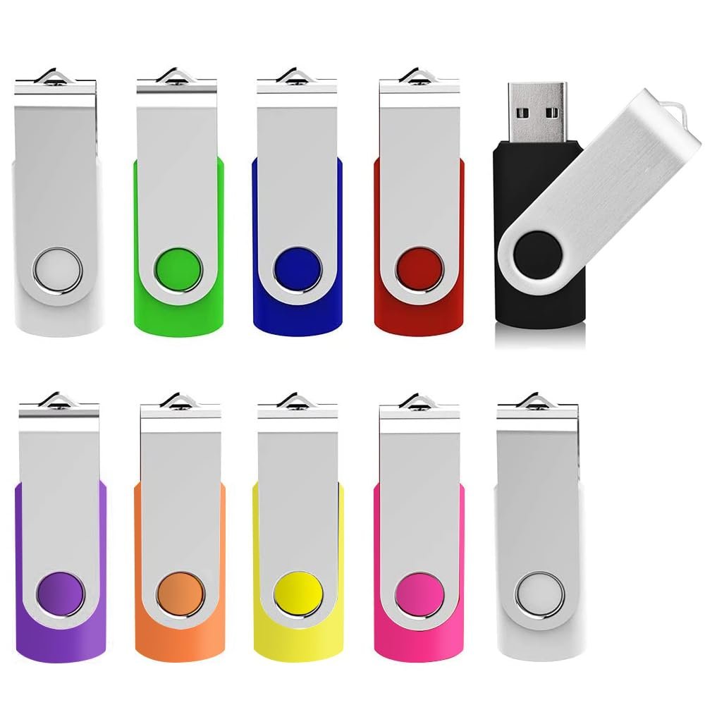 16GB Flash Drive 10 Pack USB Flash Drive 16 gb UBIOER Thumb Drive Memory Stick Pen Drives Jump Drive for Data Storage, File Sharing USB 2.0, 10 Colors (16G)