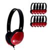 HamiltonBuhl Primo Stereo Headphones 10Pack  Red | NoiseReducing Ear Cups, ChewResistant DuraCord, Washable Leatherette Cushions, 3.5mm SlimBarrel Plug  Classroom Student Headphones view 1