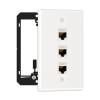 FGB Ethernet Wall Plate with Mounting Bracket, 3 Port Keystone Wall Plate with Bracket and Cat7 Shielded RJ45 Keystone Coupler, Single Gang Keystone Wall Plate with Female to Female RJ45 Keystone view 1
