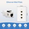 FGB Ethernet Wall Plate with Mounting Bracket, 3 Port Keystone Wall Plate with Bracket and Cat7 Shielded RJ45 Keystone Coupler, Single Gang Keystone Wall Plate with Female to Female RJ45 Keystone view 3