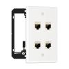 FGB Ethernet Wall Plate with Mounting Bracket, 4 Port Keystone Wall Plate with Bracket and Cat7 Shielded RJ45 Keystone Coupler, Single Gang Keystone Wall Plate with Female to Female RJ45 Keystone view 1