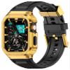 Deczone Band with Stainless Steel Case Compatible with Apple Watch Series 9 8 7 45mm Band, iwatch Bands Rugged Metal Protective Cover for Men (Gold) view 1