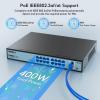 SODOLA 16 Port Gigabit PoE Switch 400W,2 Gigabit Uplink,802.3af/at,Port Isolation,Metal Casing,1U Rackmount,Unmanaged Network Switch view 3
