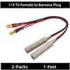 KOOKFJLLZ 2-Packs 1/4 Inch TS Female to Banana Plug, 6.35mm Female Jack to Banana Audio Cable for Speaker Wire(1- Feet) view 3