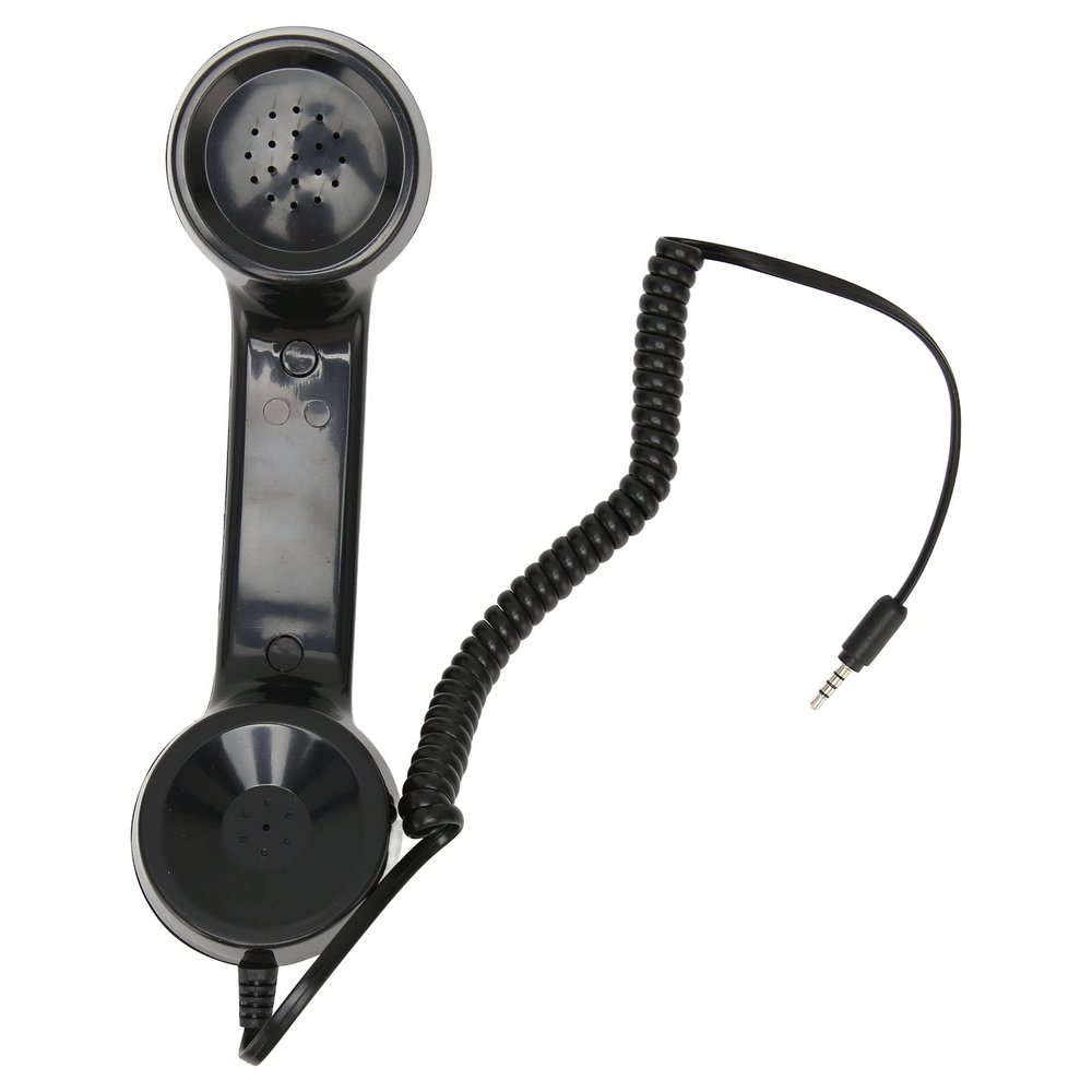 3.5mm Retro Telephone Handset,Telephone Receiver for Microphone Speaker, Handheld Multifunction Radiation Retro for Smartphone & Computers (Black)