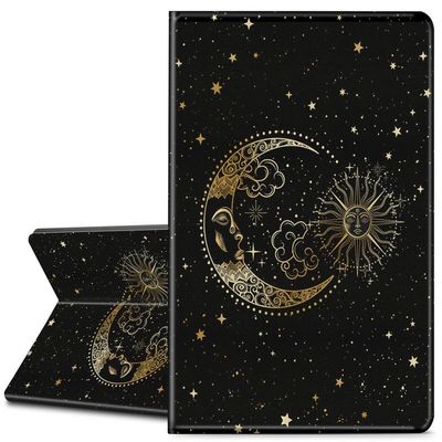 EDGFRTOIO for Kindle Paperwhite E-Reader 10th Generation Case 6.0" 2018, Premium PU Leather Smart Folio Case Slim Shell Folding Stand Cover with Auto Sleep/Wake, Gold Sun Moon Stars
