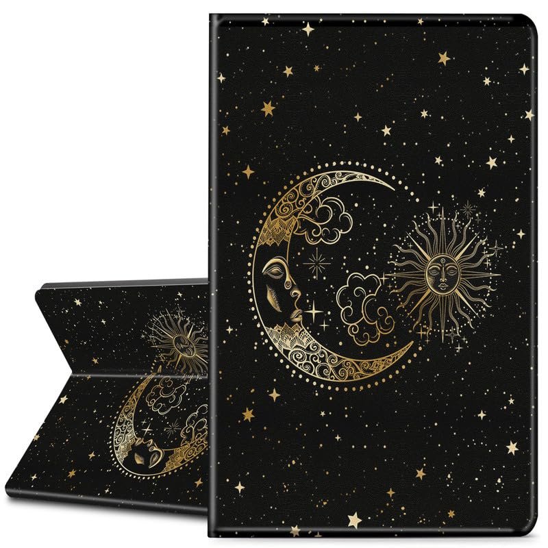 EDGFRTOIO for Kindle Paperwhite E-Reader 10th Generation Case 6.0" 2018, Premium PU Leather Smart Folio Case Slim Shell Folding Stand Cover with Auto Sleep/Wake, Gold Sun Moon Stars