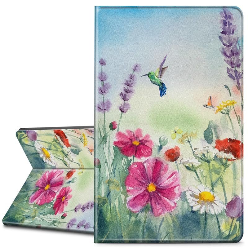 EDGFRTOIO for Kindle Paperwhite E-Reader 10th Generation Case 6.0" 2018, Premium PU Leather Smart Folio Case Slim Shell Folding Stand Cover with Auto Sleep/Wake, Hummingbird Flowers