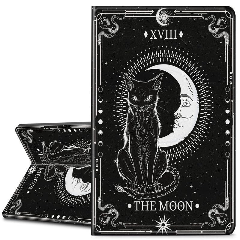 EDGFRTOIO for Kindle Paperwhite E-Reader 10th Generation Case 6.0" 2018, Premium PU Leather Smart Folio Case Slim Shell Folding Stand Cover with Auto Sleep/Wake, Cat Moon Tarot Card