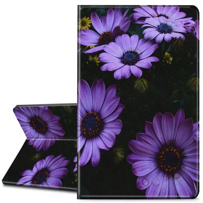 EDGFRTOIO for Kindle Paperwhite E-Reader 10th Generation Case 6.0" 2018, Premium PU Leather Smart Folio Case Slim Shell Folding Stand Cover with Auto Sleep/Wake, Purple Flowers Blooming