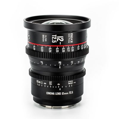 Meike 12mm T2.5 Cinema Lens - Compatible with Canon EF Mount & Cinecamcorders EOS C100, C200, C300, Zcam E2-S6 6K