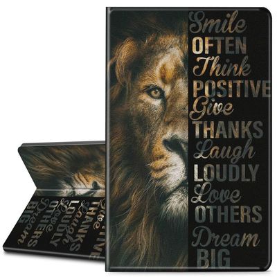 EDGFRTOIO for All New Kindle (11th Generation-2022 Release) Case 6" E-Book Reader Cover, Premium PU Leather Smart Folio Case Folding Stand Cover for Kindle 11 2022/2023, Lion Positive Quote