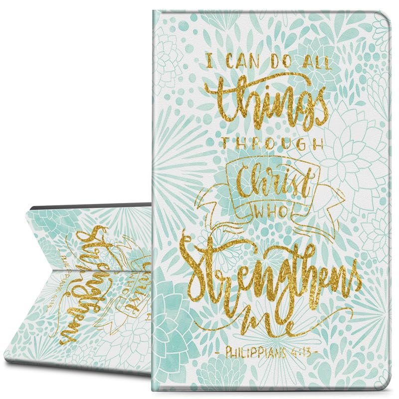 EDGFRTOIO for Kindle Paperwhite E-Reader 10th Generation Case 6.0" 2018, Premium PU Leather Smart Folio Case Slim Shell Folding Stand Cover with Auto Sleep/Wake, Bible Quote Philippians 4:13