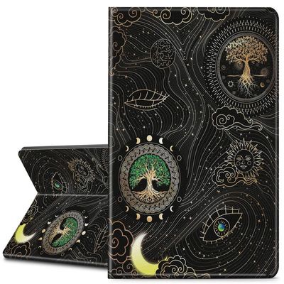 EDGFRTOIO for All New Kindle (11th Generation-2022 Release) Case 6" E-Book Reader Cover, Premium PU Leather Smart Folio Case Folding Stand Cover for Kindle 11 2022/2023, Tree of Life Sun Moon Star