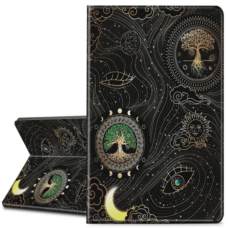 EDGFRTOIO for All New Kindle (11th Generation-2022 Release) Case 6" E-Book Reader Cover, Premium PU Leather Smart Folio Case Folding Stand Cover for Kindle 11 2022/2023, Tree of Life Sun Moon Star