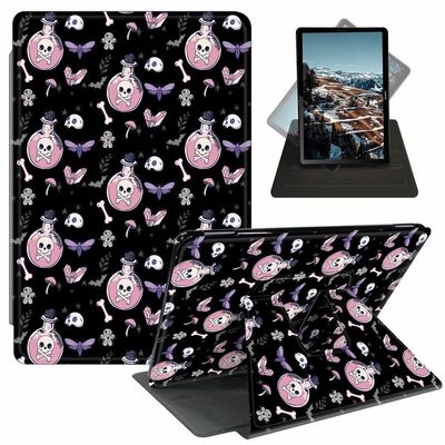 Case for 6" All-New Kindle (11th Generation-2022 Release), 360 Degree Smart Rotating Case Swivel Stand Soft Leather Cover with Auto Sleep/Wake for Kindle 11 2022/2023, Pastel Goth Moth Witch