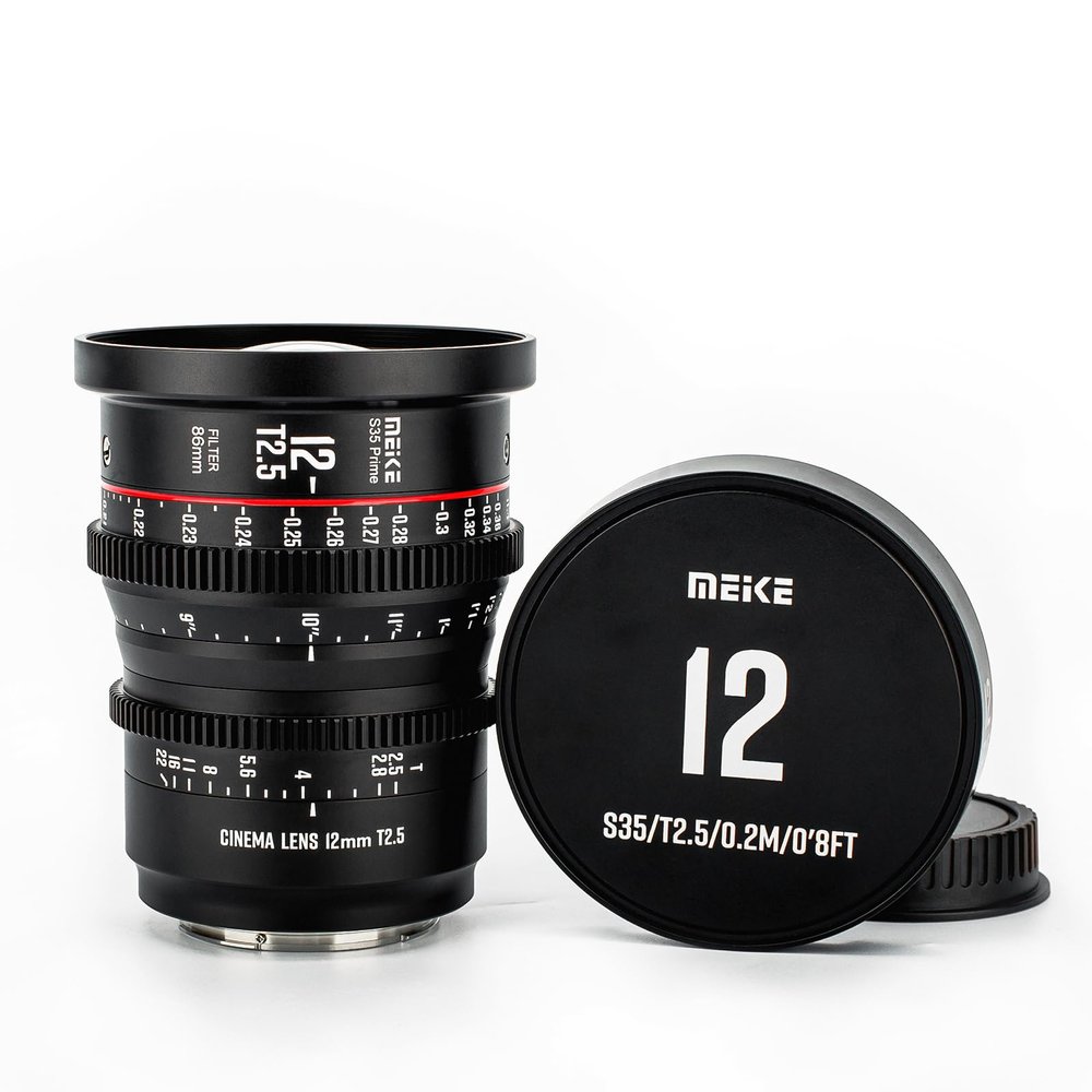 Meike 12mm T2.5 Super 35 Prime Manual Focus Cinema Lens for EF-Mount Cine Camera Compatible with C200 C300 II, RED Komodo, BMPCC 6K, Z CAM E2-S6 BMPCC6K Pro