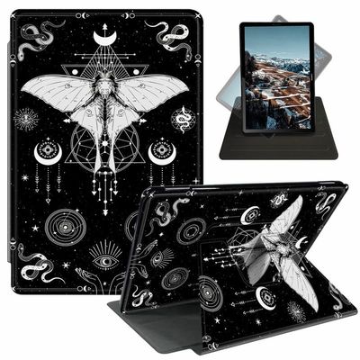Case for 6" All-New Kindle (11th Generation-2022 Release), 360 Degree Smart Rotating Case Swivel Stand Soft Leather Cover with Auto Sleep/Wake for Kindle 11 2022/2023, Astrology Moth Moon Snake