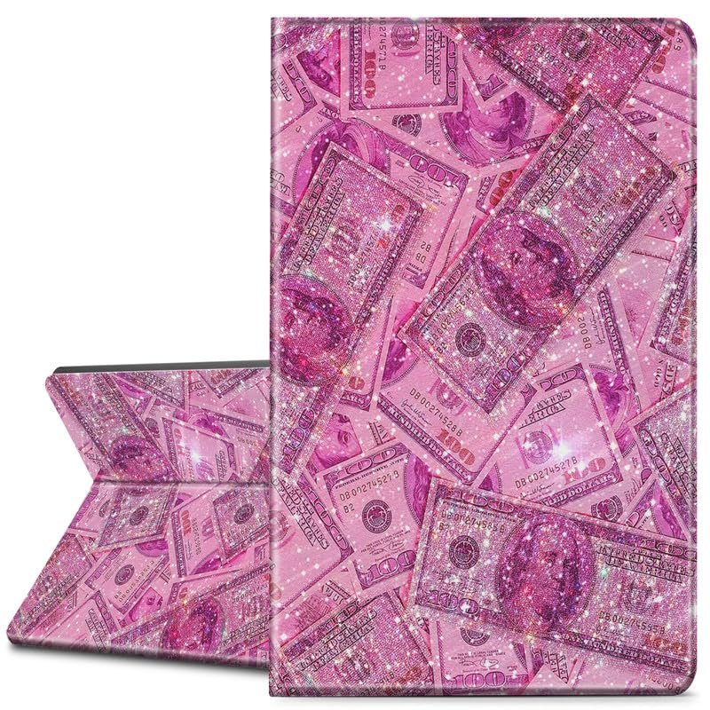 EDGFRTOIO for Kindle 10th Generation 2019 Released Case 6" E-Reader Cover, Premium PU Leather Smart Stand Folio Cover Cases for Kindle 10th Gen 2019, Auto Sleep/Wake, Pink Money Dollar Bill Glitter