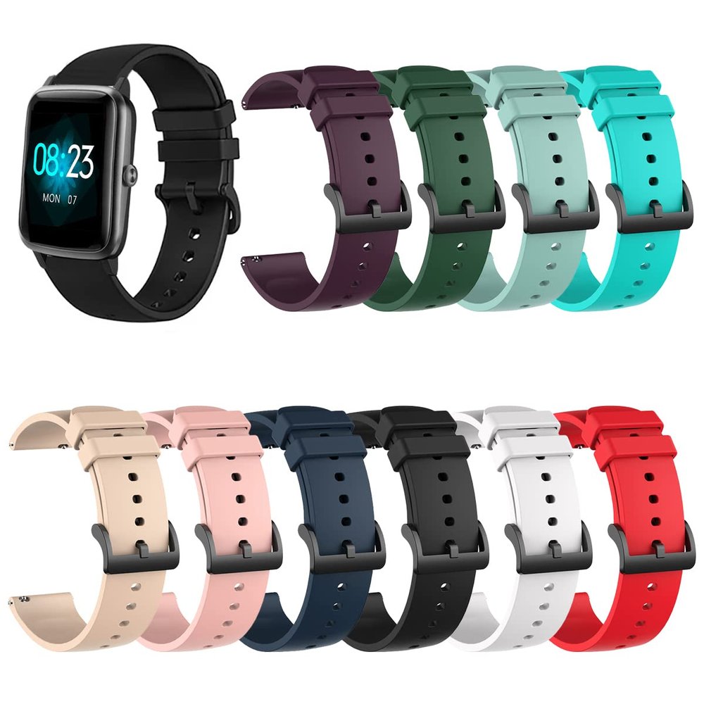 22mm Silicone Strap for Spade Co Health Smartwatch 4, IBESI VWY27, Amzhero/VRPEFIT/Quican/Faweio/Fitpolo IDW13, zakotu/Jugeman Y66, WeurGhy/Kuizil T70, SAIKATI/SOUYIE IDW28, Tensky GTX12, Gydom LW51 Smart Watch Bands (10 Pack)