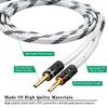 InnoStars 14AWG Premium Heavy Duty Braided Speaker Wire (6 Feet) with Dual Gold Plated Banana Plug Tips - 99.99% Oxygen-Free Copper (OFC) Construction - in-Wall CL2 - White, 6ft view 2