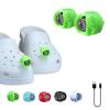 RAHAN 2pcs Rechargeable Headlights for Shoe Charm Accessories,Flashlights Attachment for Shoe, LED Clogs Light with 3 Light Modes for Dog Walking, Camping, Running, Suitable for Adults Kids, Green view 1